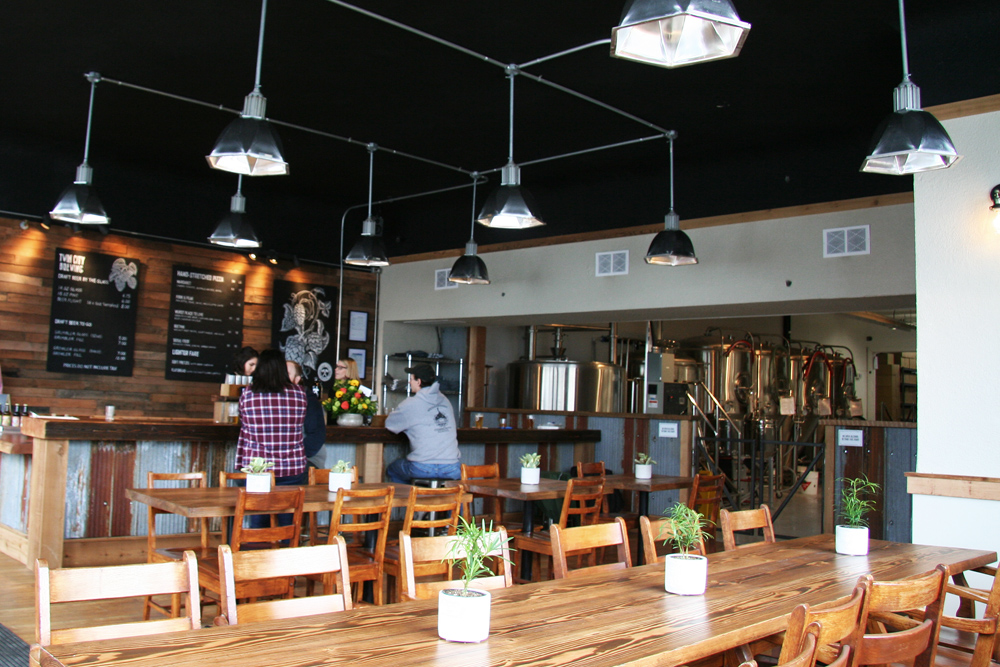 The lounge at Twin City Brewing