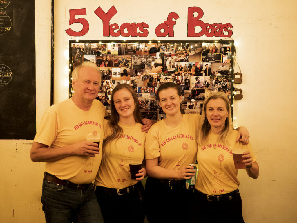 The Beardsell family, celebrating Red Collar Brewing's 5 year anniversary