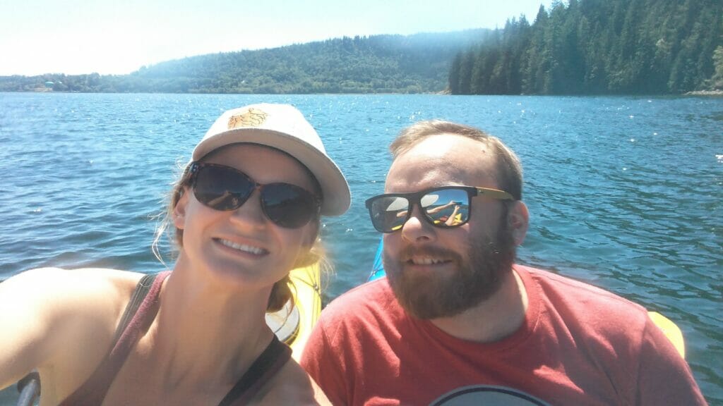 Roxanne and her husband Phil on a kayaking trip up Indian Arm