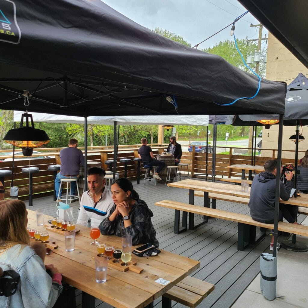 The Bakery Brewing patio in Port Moody on the BC Ale Trail