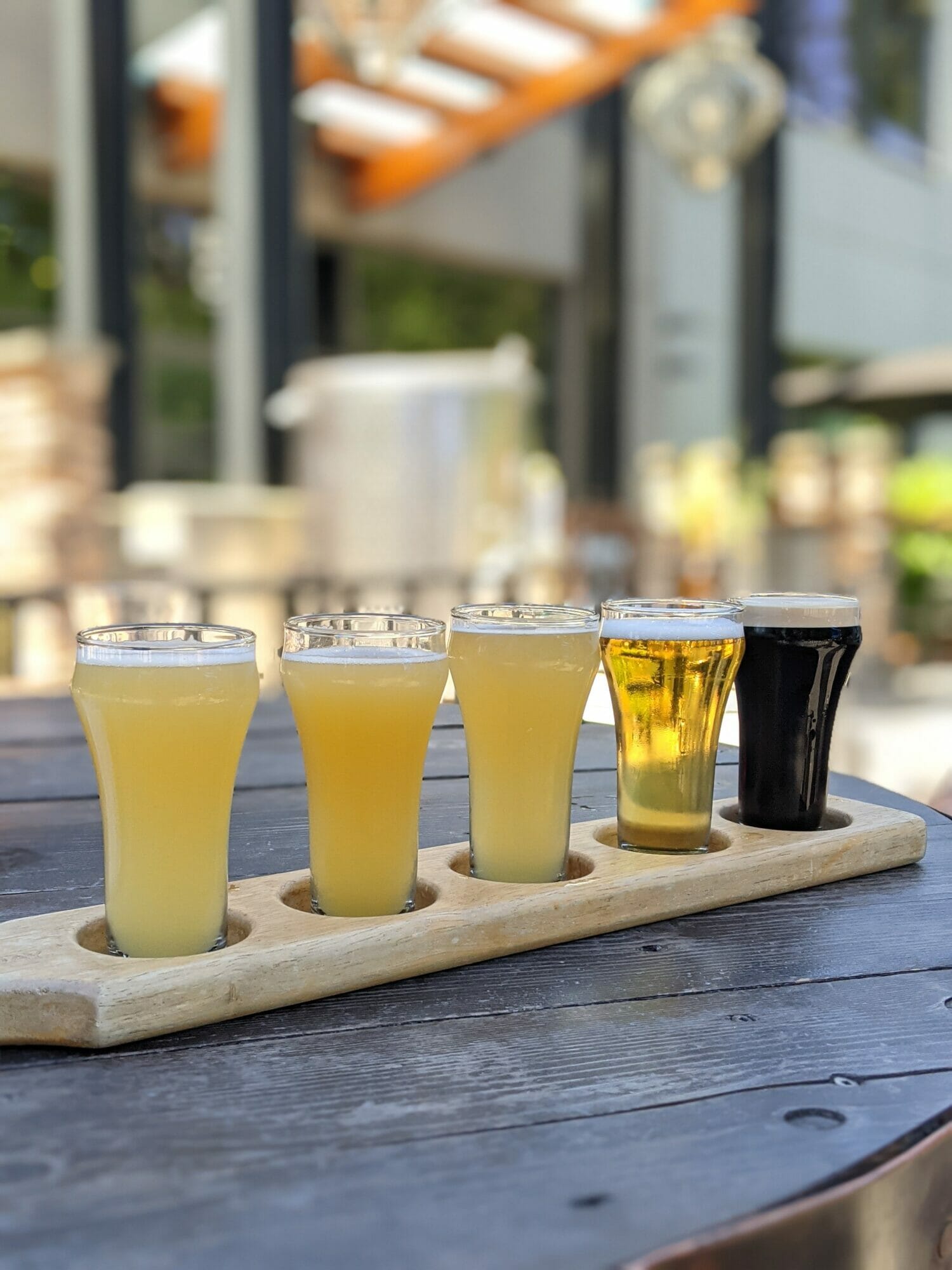 A flight at Deep Cove Brewers on Vancouver's North Shore