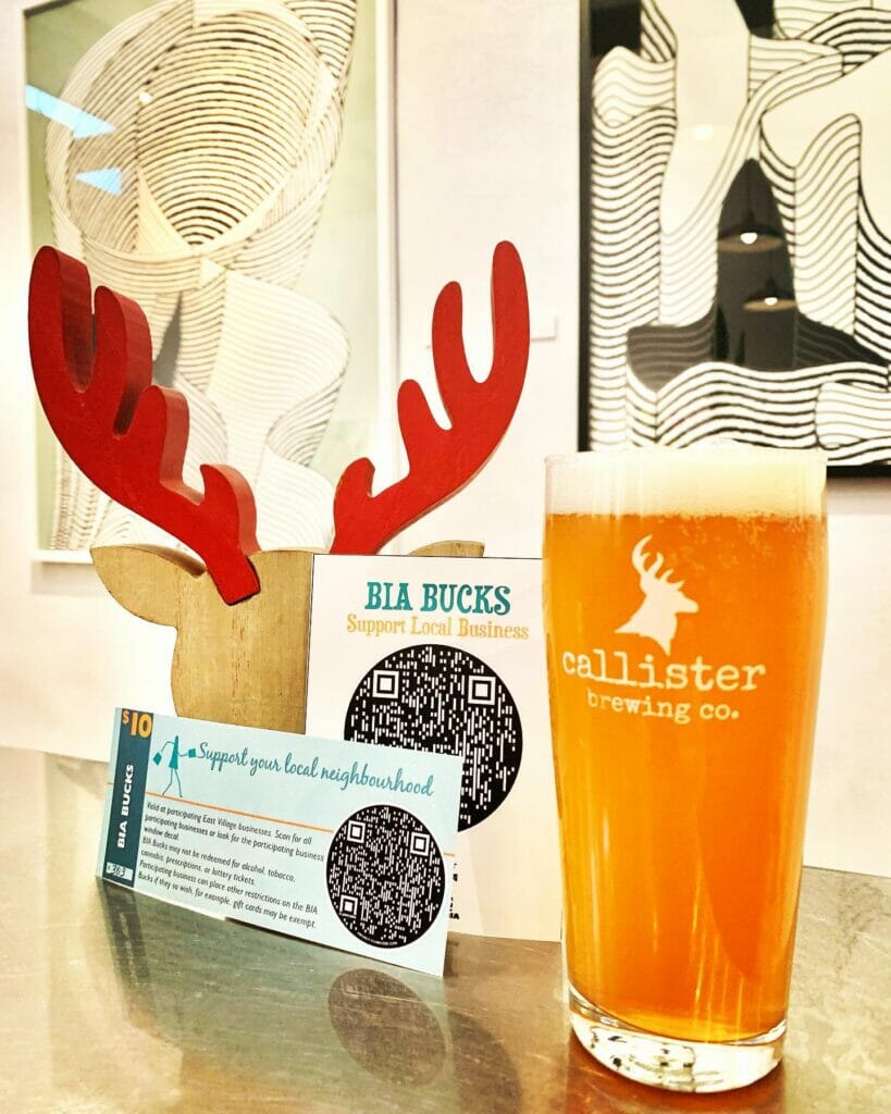 Callister Brewing gift card and pint of beer