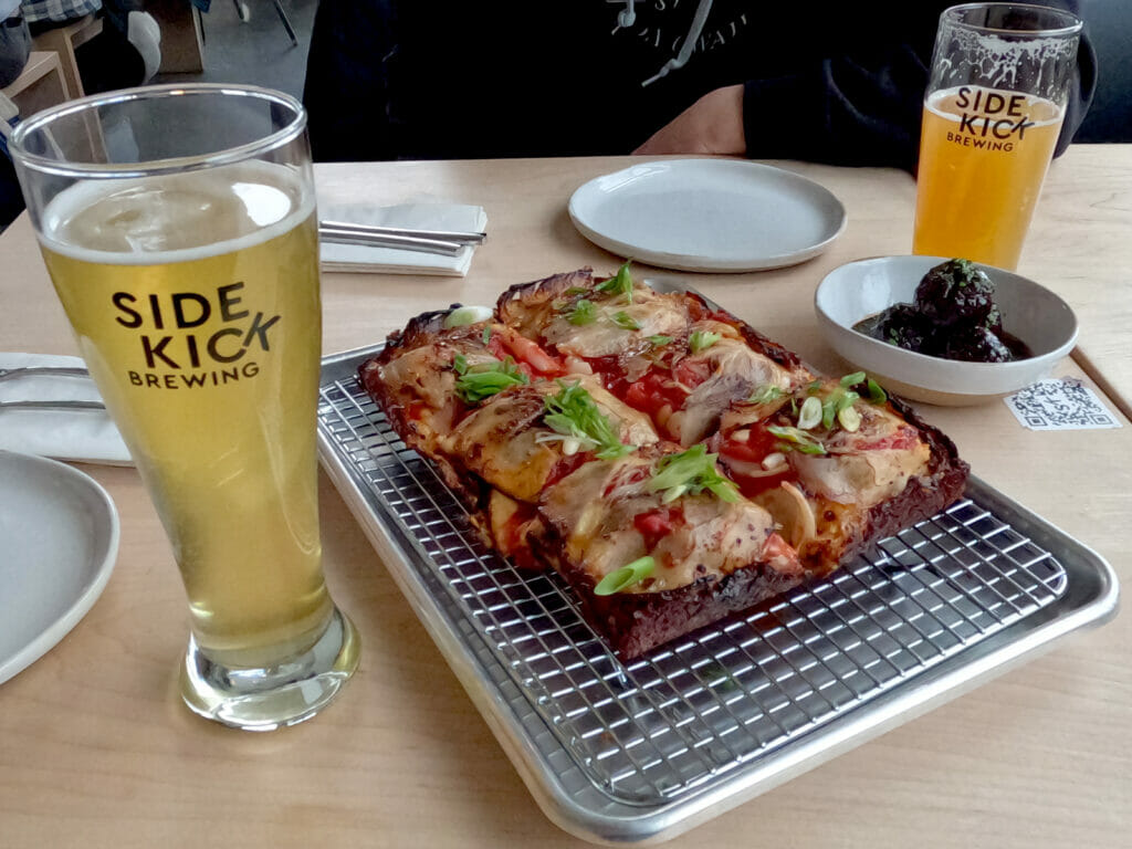 Beer, pizza and meatballs at Sidekick Brewing